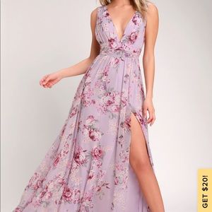 SOLD Lulu’s LAVENDER FLORAL PRINT MAXI DRESS
